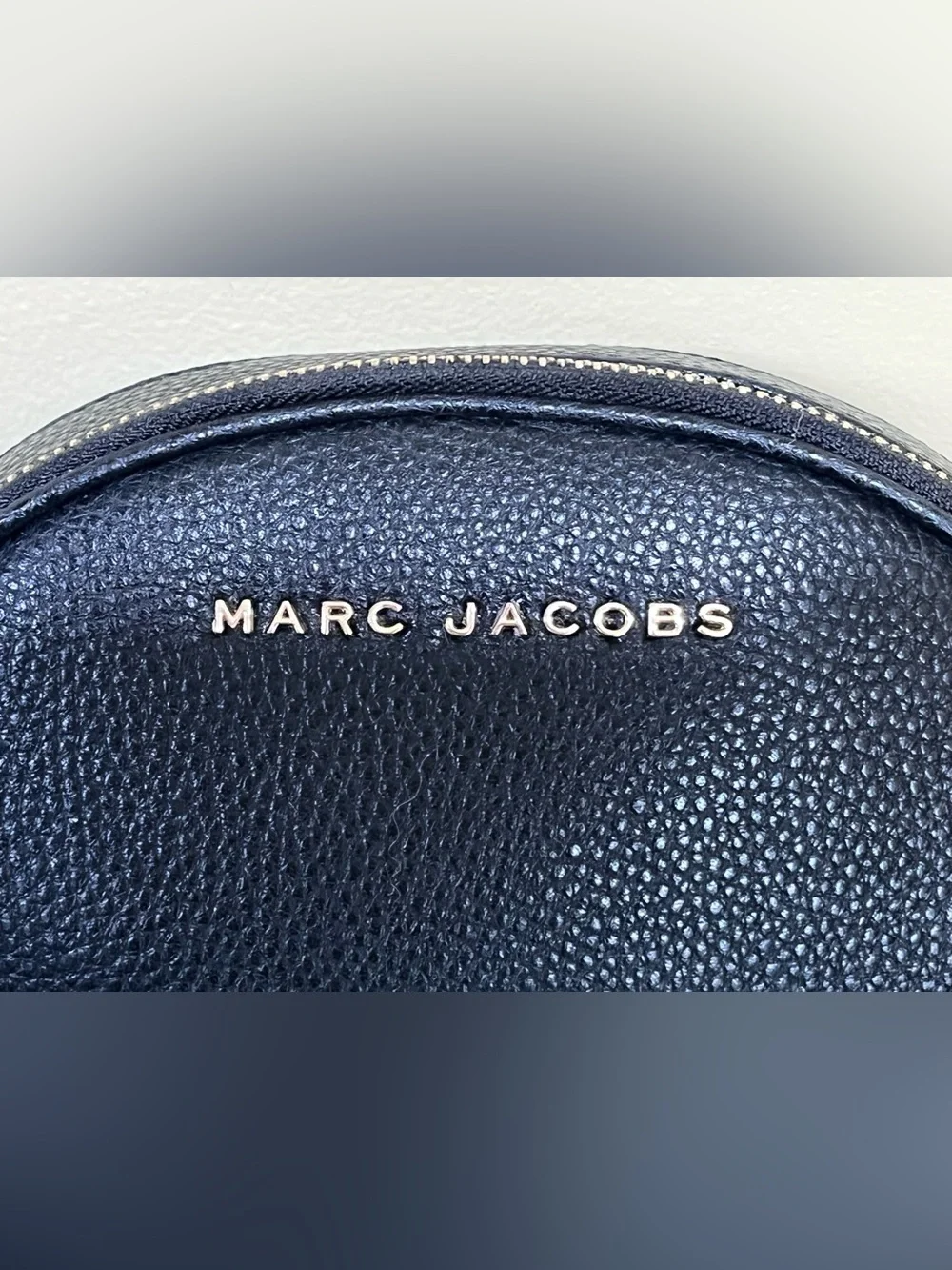 Marc Jacobs Black Pebbled Leather Round Crossbody Bag w/ Guitar Strap